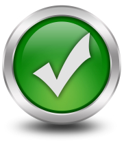 Green circular icon with a green check mark in the middle
