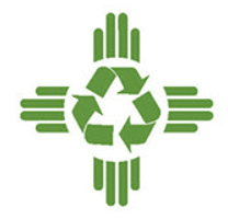 Green Zia symbol with a green recycling symbol in the middle